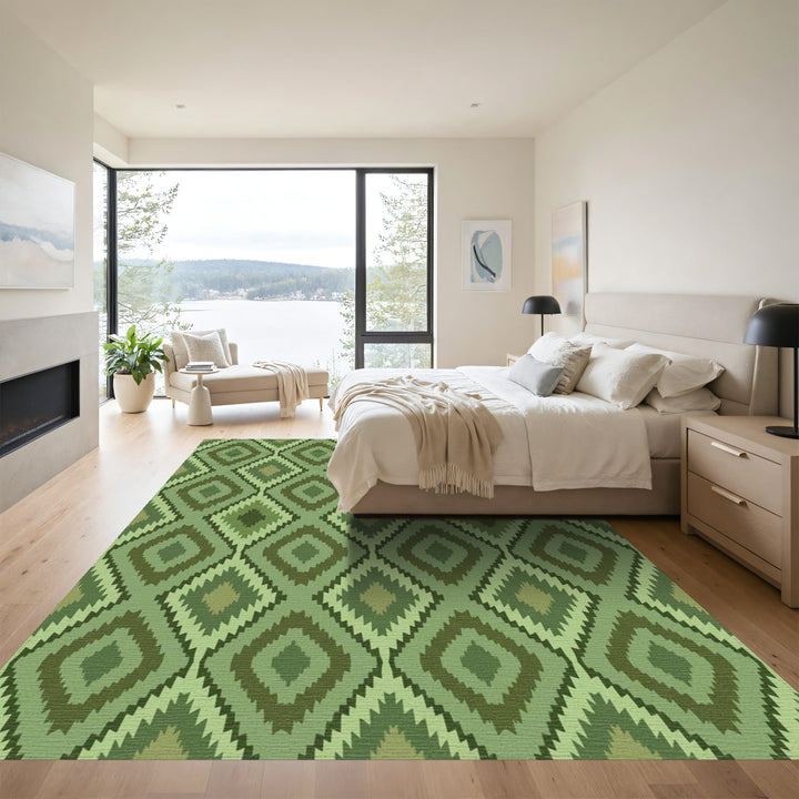 Earthy Green Diamond Gradient Rug