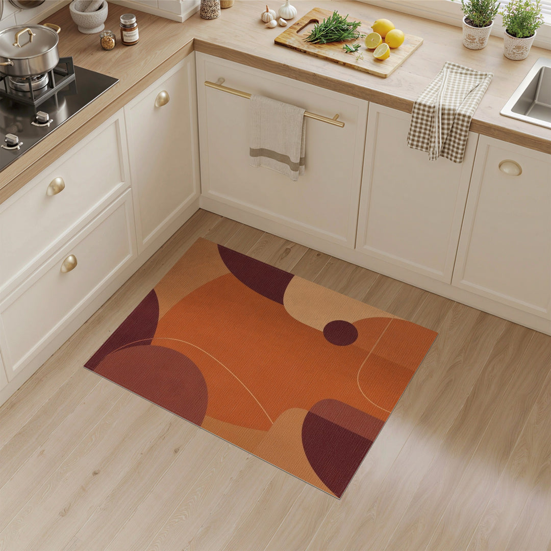 Orange Abstract Circle Area Rug