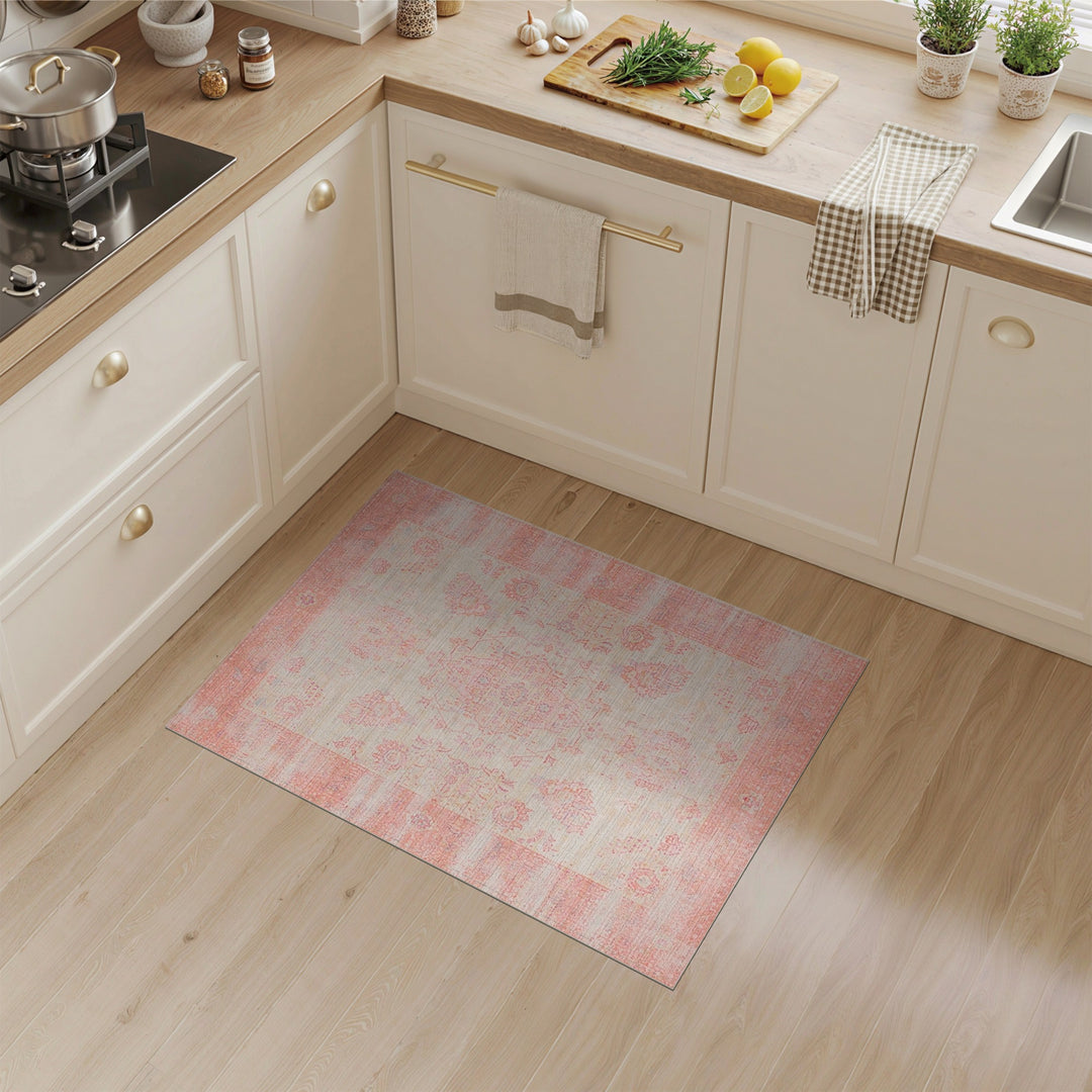 Distressed Vintage Blush Pink Distressed Vintage Area Rug