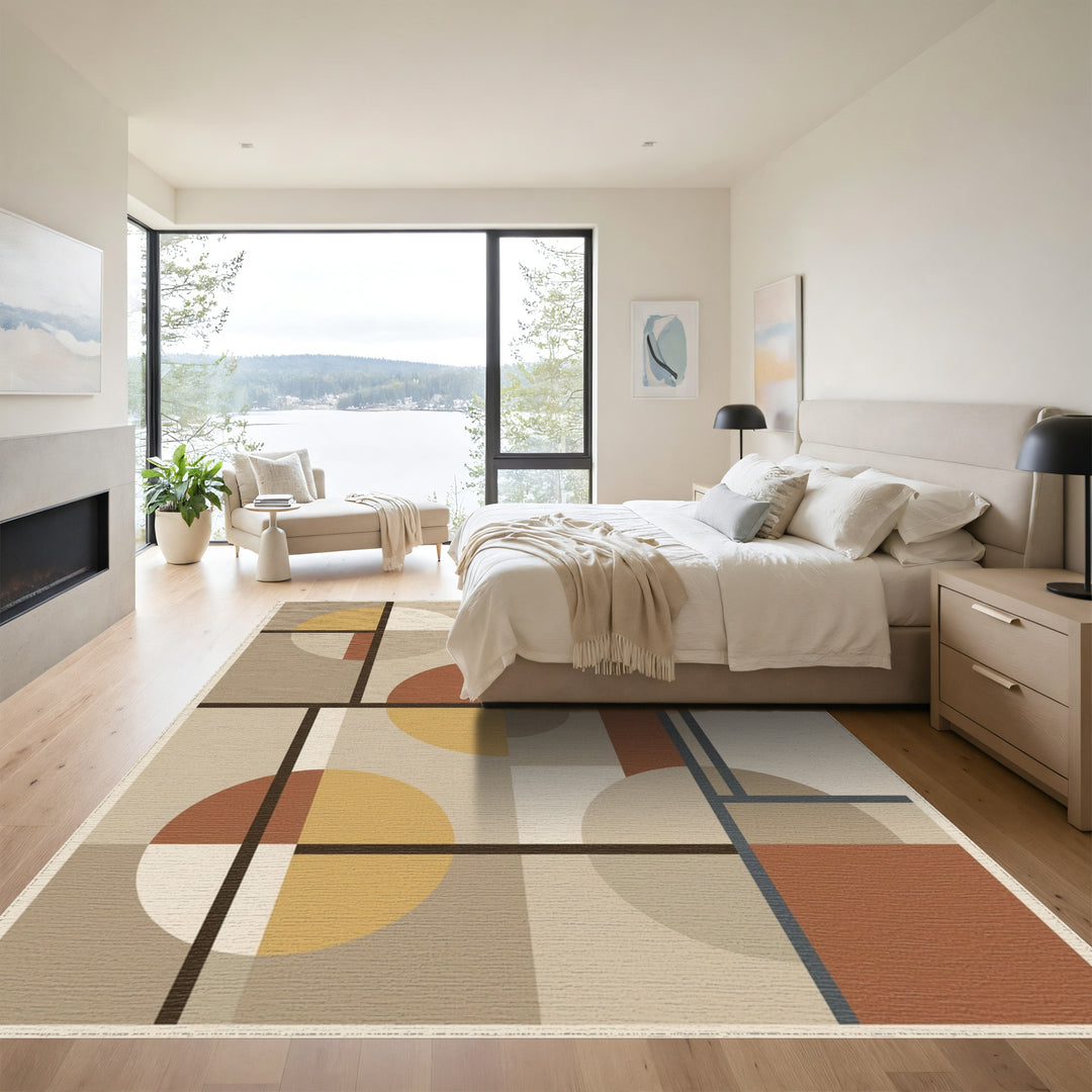 Abstract Geometric Terracotta Circles Rug