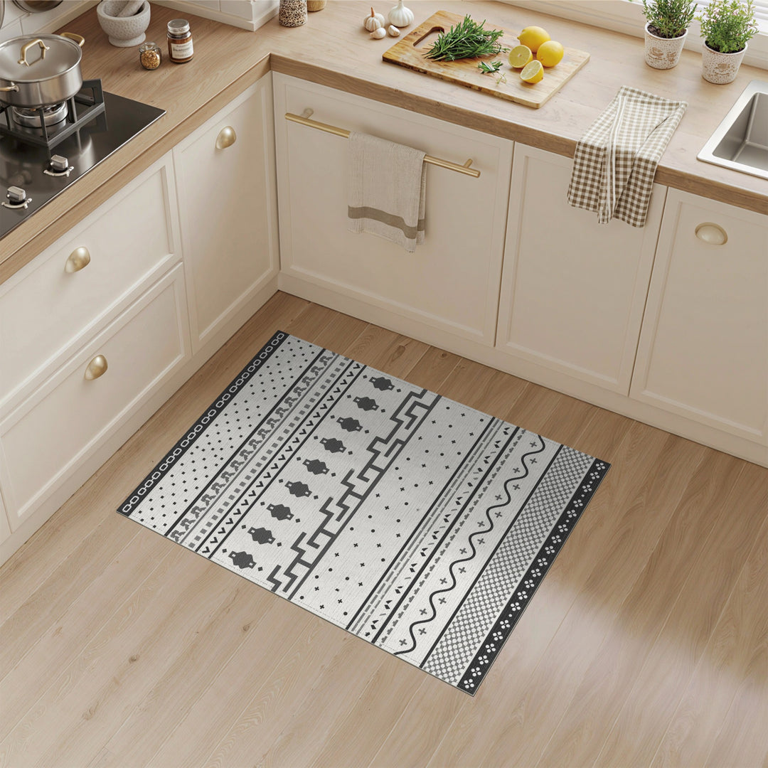 Black White Geometric Area Rug