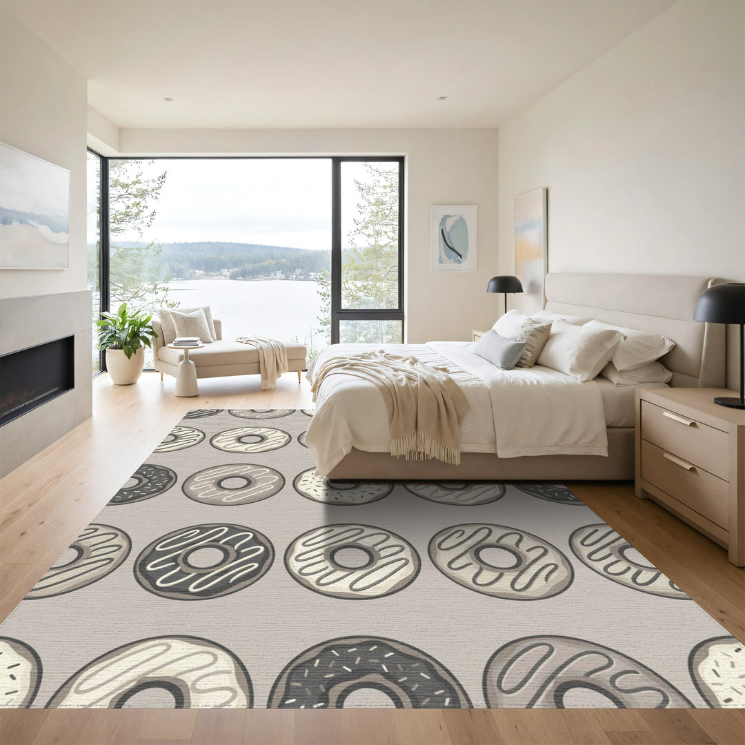 Monochrome Glazed Donut Repeat Rug