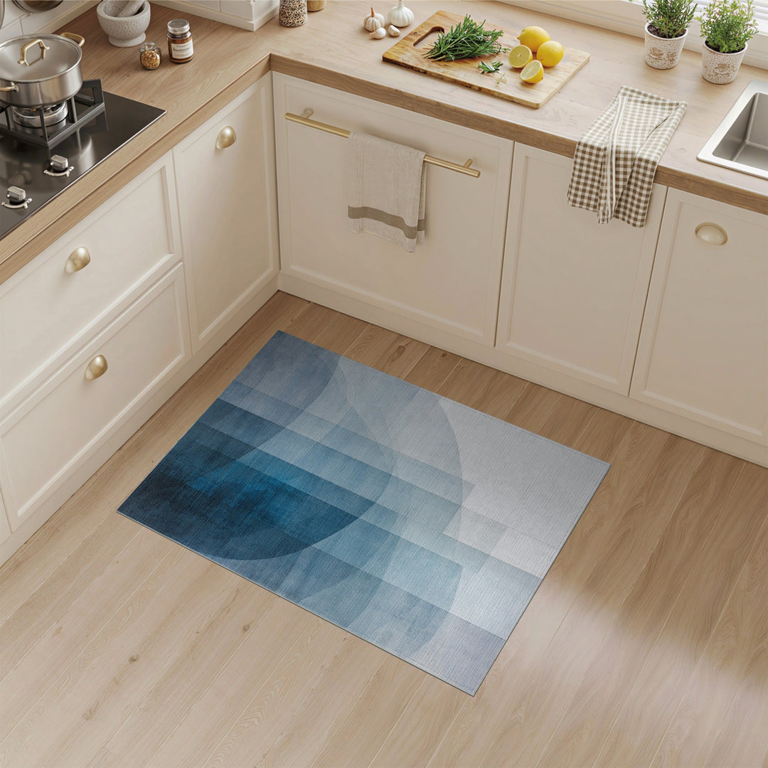 Blue Teal Abstract Area Rug