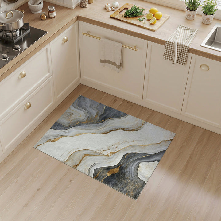 Grey Marble Gold Vein Area Rug