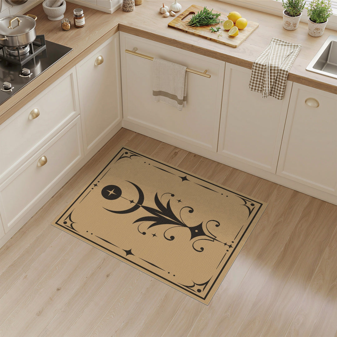 Crescent Moon Floral Tan Area Rug