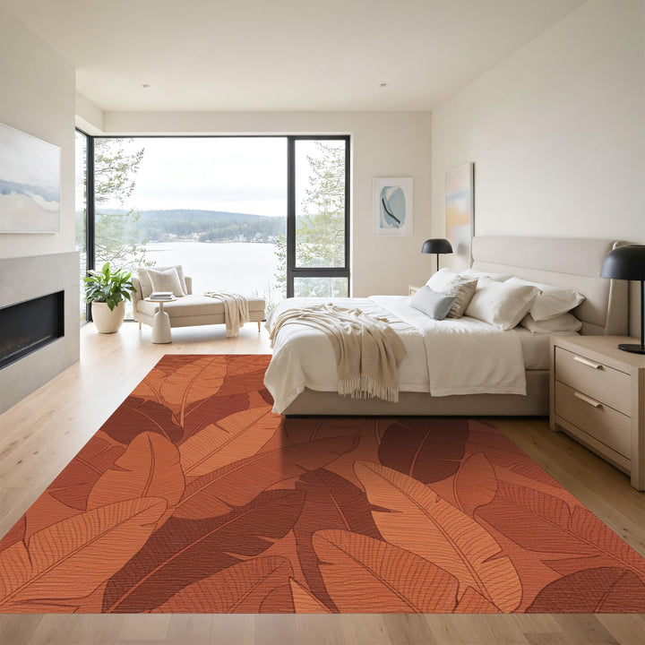 Earthy Tone Banana Leaf Jungle Rug