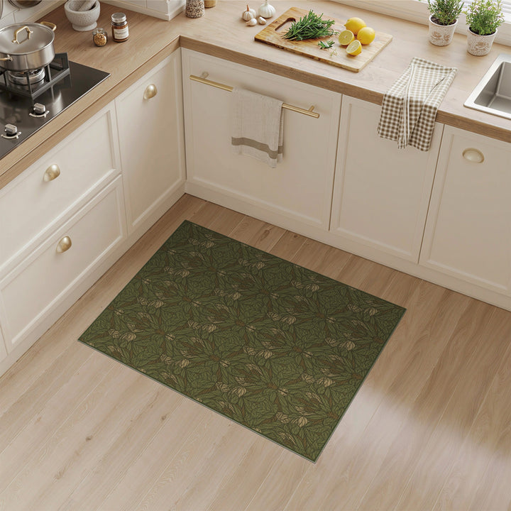 Green Floral Vintage Area Rug