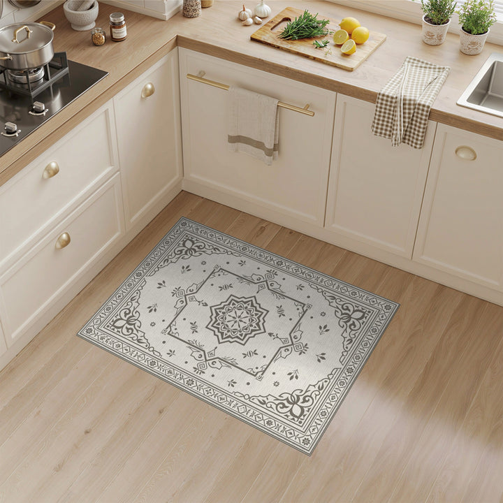 Grey Persian Medallion Area Rug