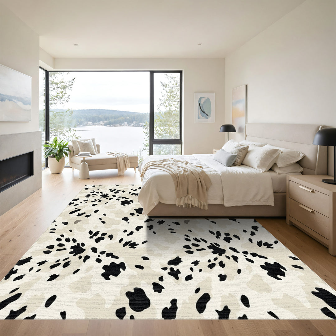 Cream Black Spotted Splash Rug
