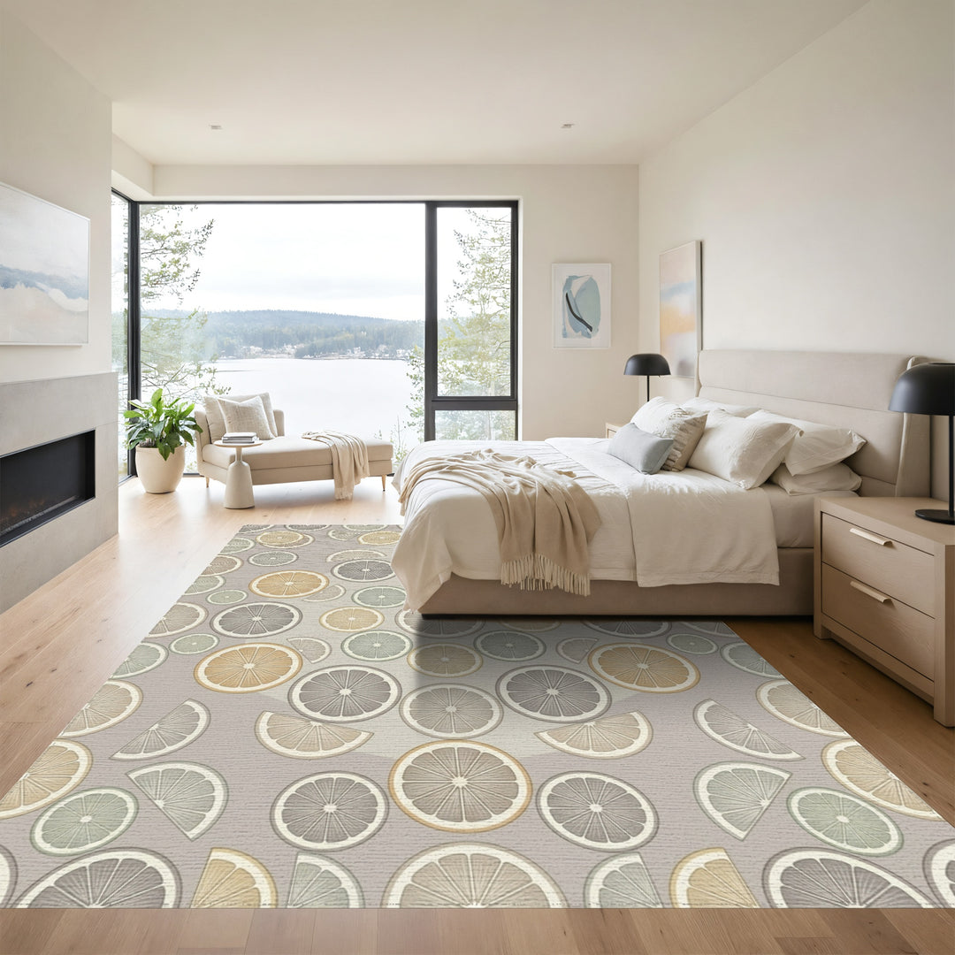 Citrus Slices Textured Neutral Color Rug