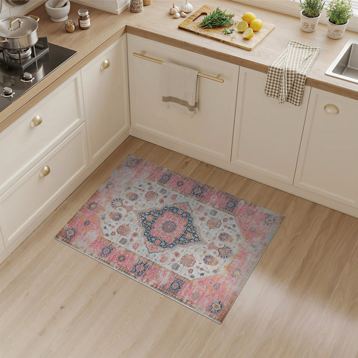 Pink Distressed Vintage Area Rug
