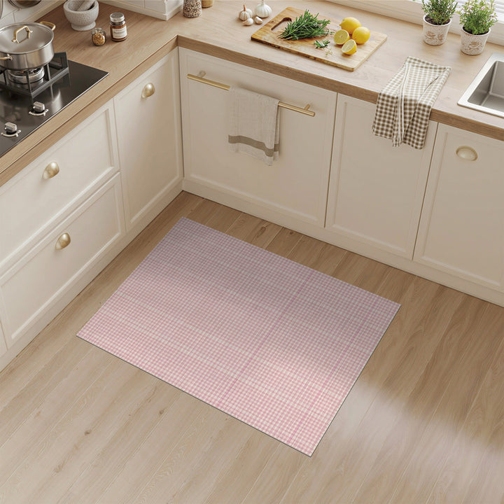 Pink Gingham Checkered Area Rug