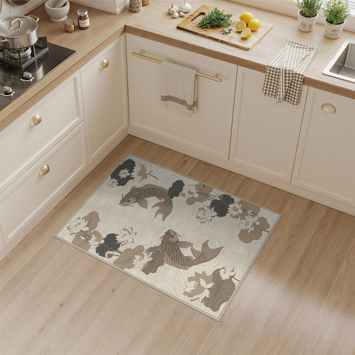 Beige Koi Lotus Area Rug