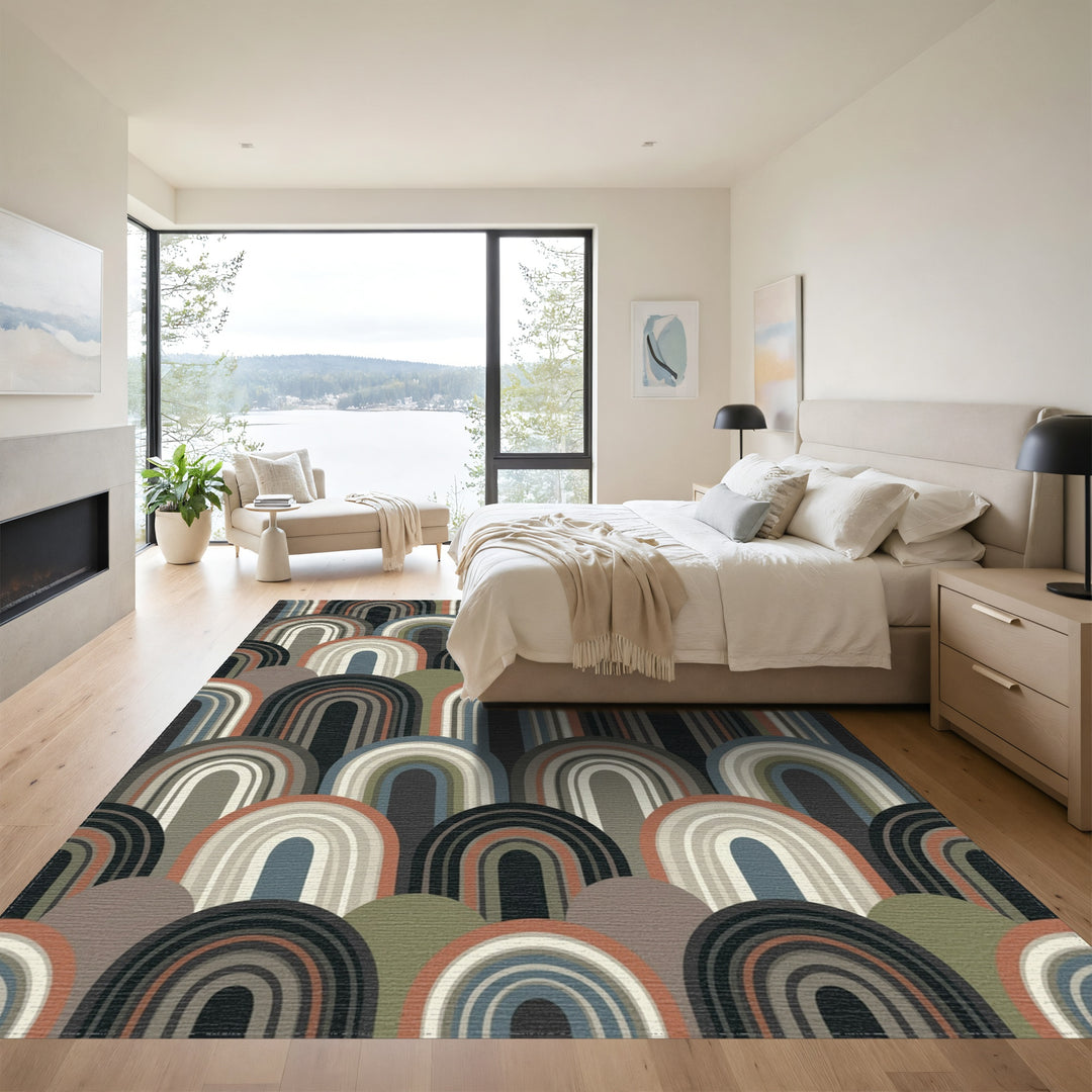 Abstract Arched Layers Earthy Tones Rug