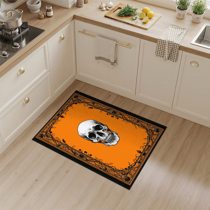Vintage Skull Orange Area Rug