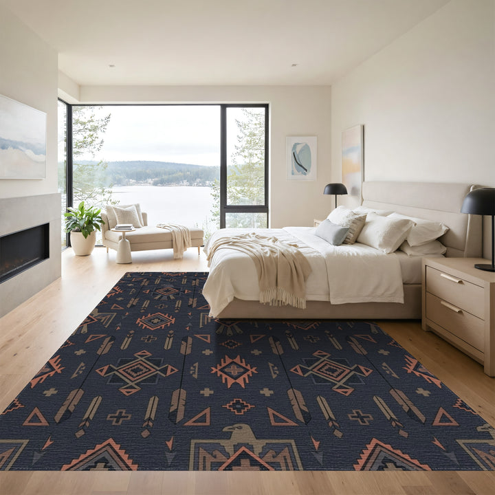 Earthy Tone Thunderbird Geometric Rug