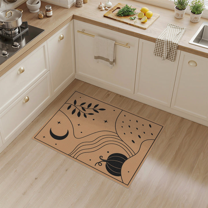Boho Chic Brown Tan Pumpkin Moon Area Rug