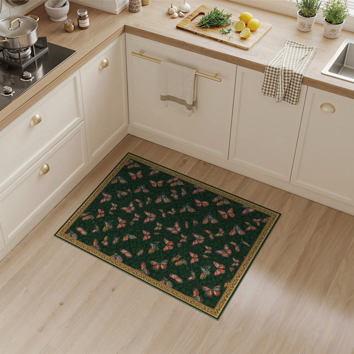 Green Butterfly Vintage Area Rug