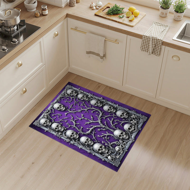 Purple Gothic Skull Branch Area Rug