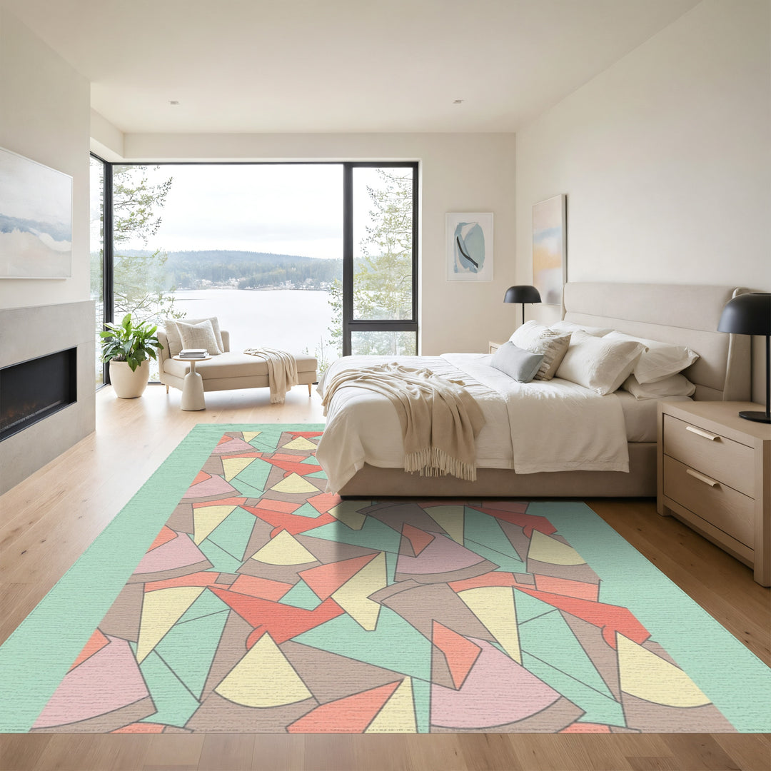 Soft Pastel Geometric Montage Rug