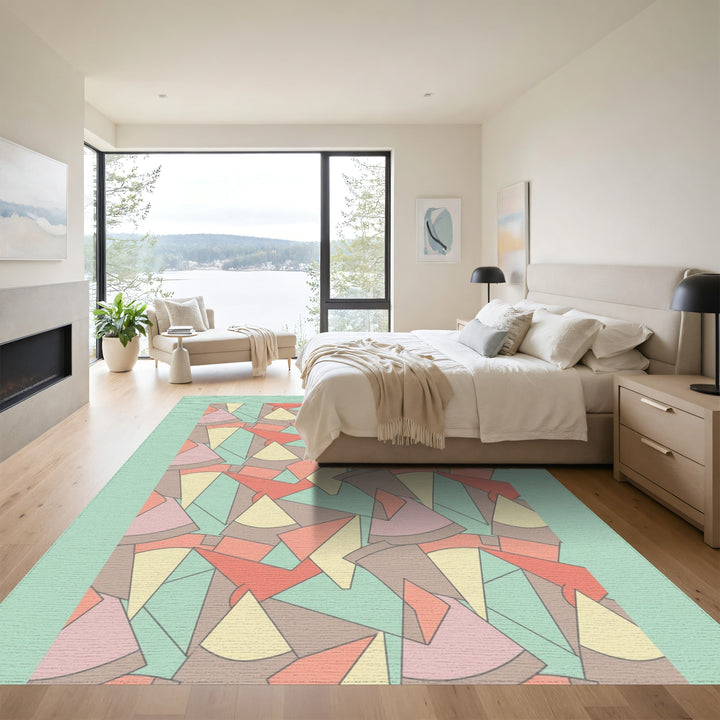 Soft Pastel Geometric Montage Rug