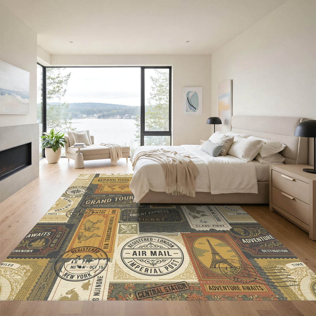 Voyage Ephemera Collage Rug