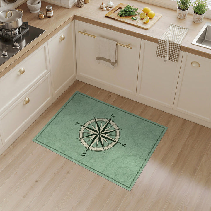 Vintage Compass Green Area Rug