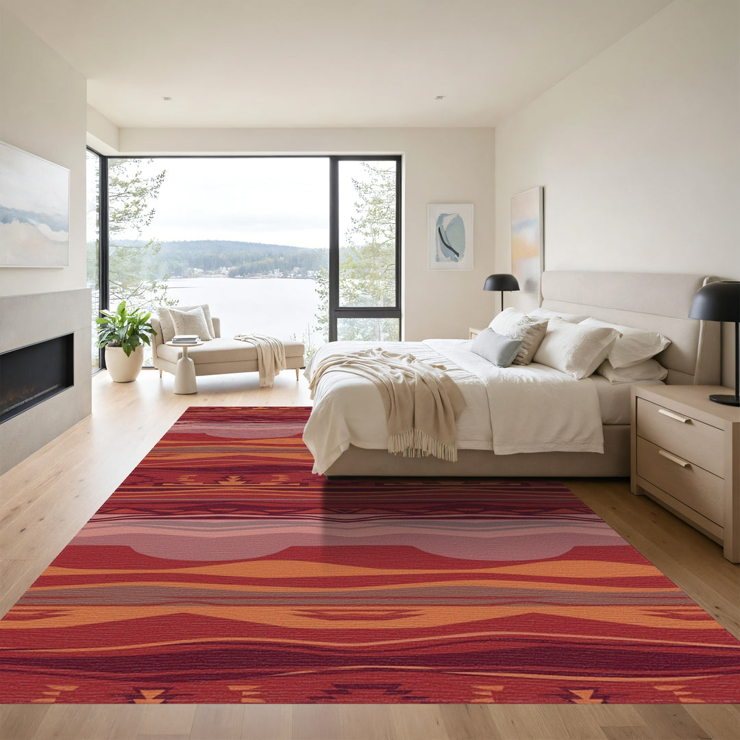 Earthy Red Horizontal Stripe Terracotta Rug