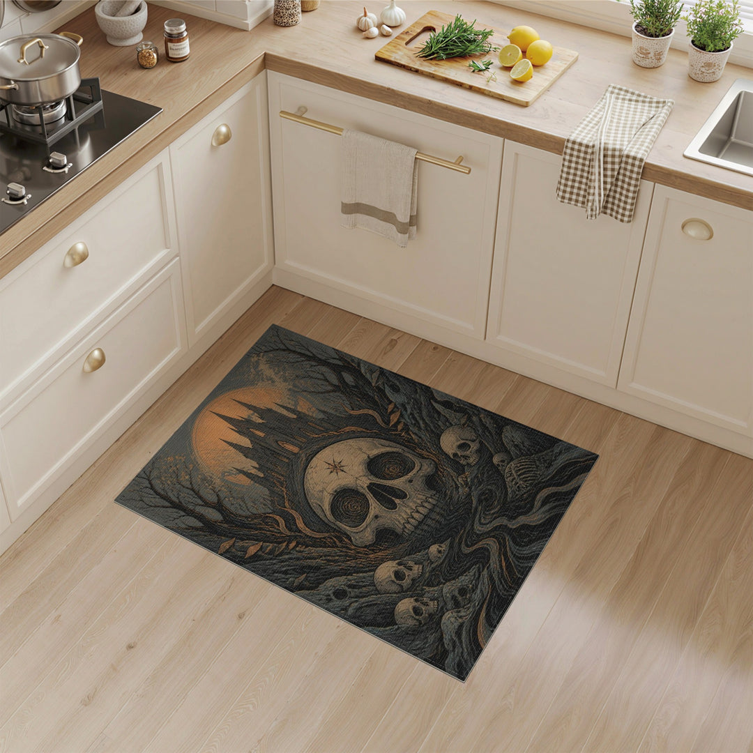 Gothic Skull Moon Area Rug