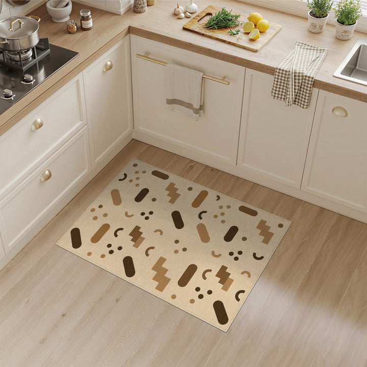 Geometric Modern Geometric Brown Tan Washable Area Rug