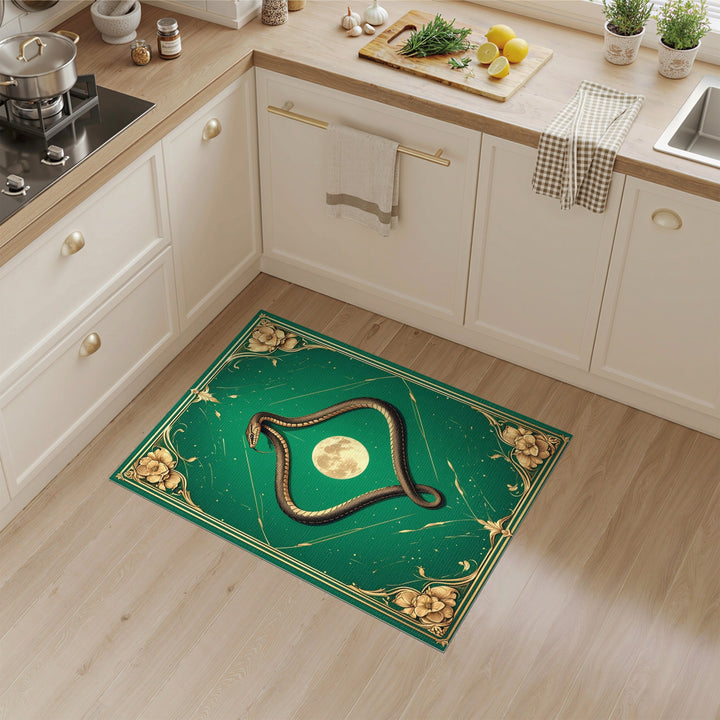 Serpent Moon Green Floral Area Rug