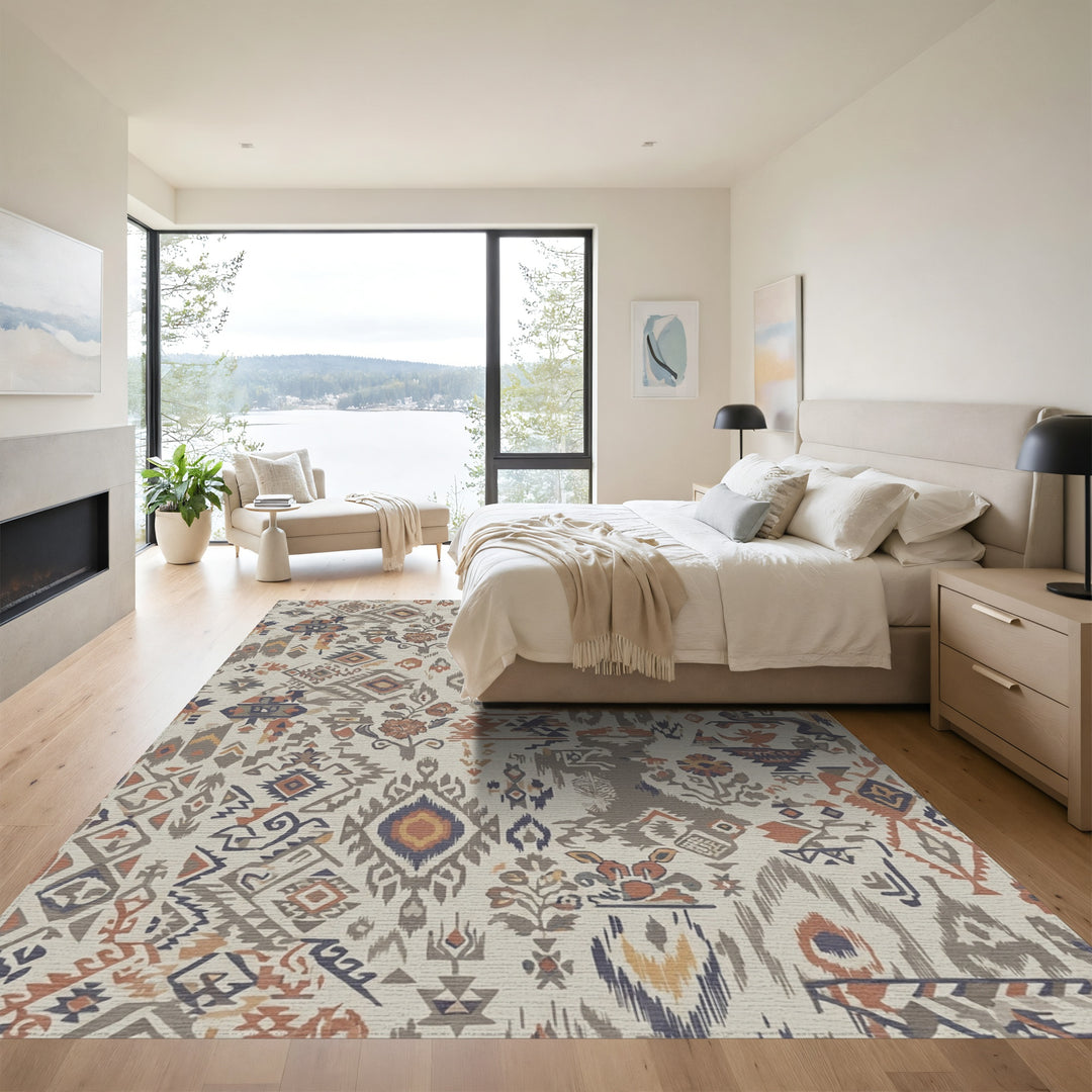 Patchwork Earthy Tone Floral Medallion Rug