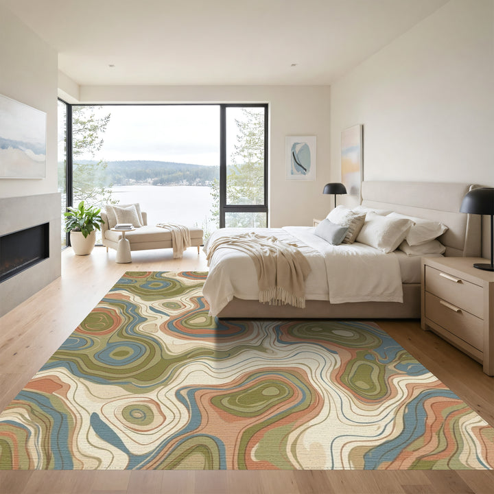 Earthy Contour Topographic Abstract Rug