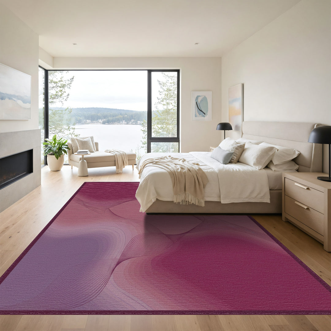 Crimson Plum Gradient Swirl Rug