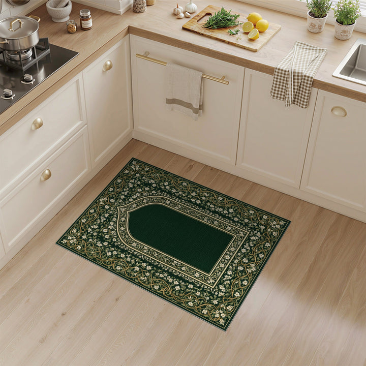 Green Floral Arch Vintage Area Rug