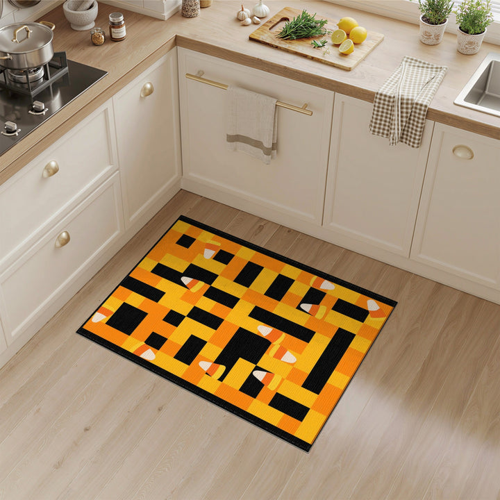 Candy Corn Orange Checkered Area Rug