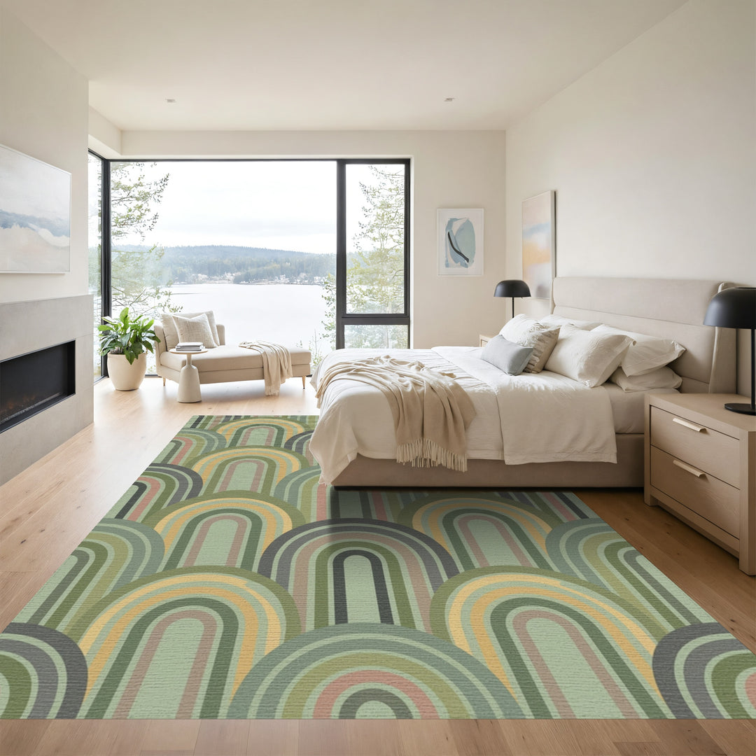Retro Arched Rainbow Earth Tones Rug