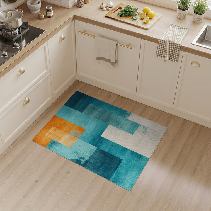 Geometric Modern Blue and Teal Modern Geometric Blue Teal Area Rug