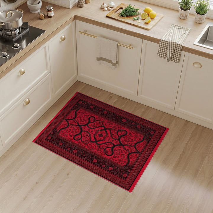 Red Serpent Floral Persian Area Rug