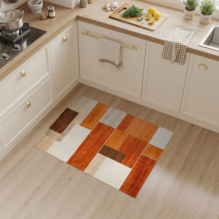 Geometric Brown Tan Area Rug
