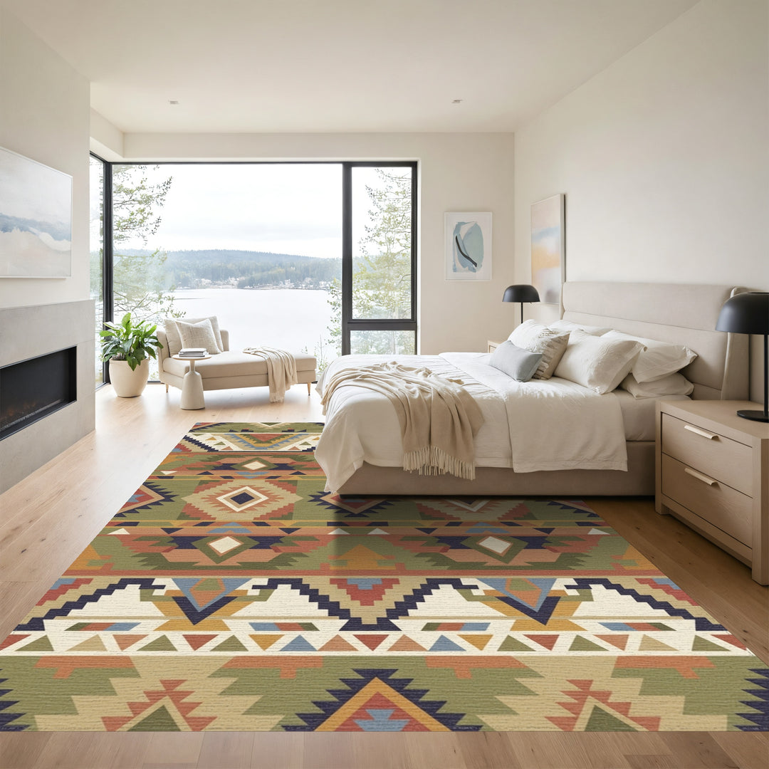 Earthy Earthy Ethnic Diamond Geometric Rug