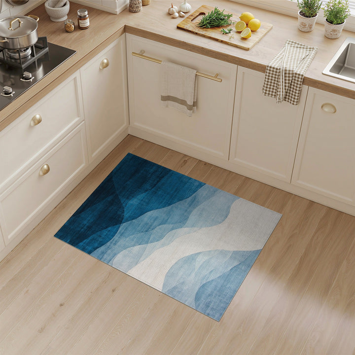 Blue Wave Abstract Area Rug