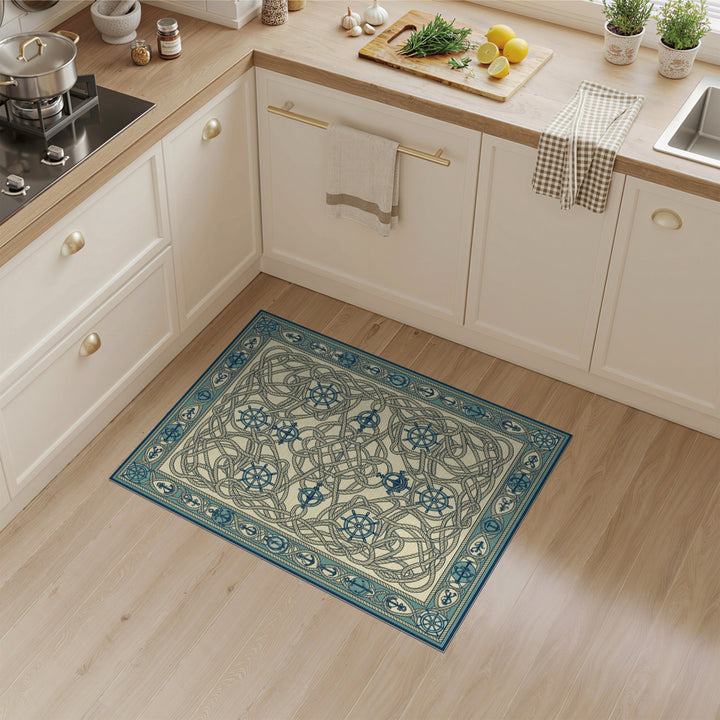 Nautical Rope Knot Blue Teal Area Rug