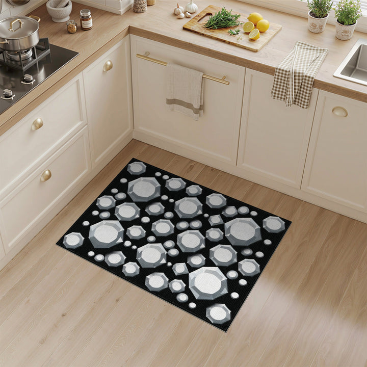 Black White Gemstone Cluster Area Rug