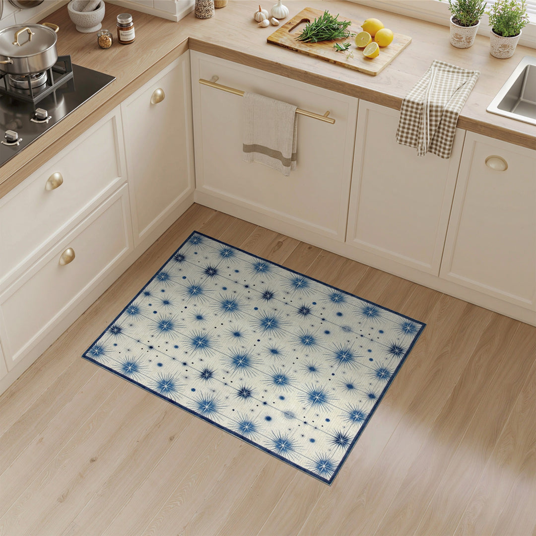 Blue Starburst Geometric Blue and Teal Area Rug