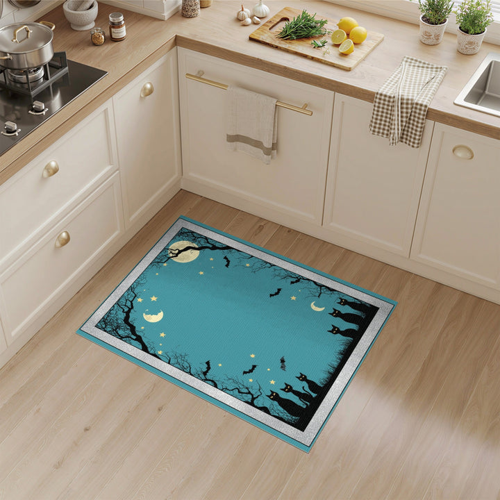 Midnight Black Cats Halloween Area Rug