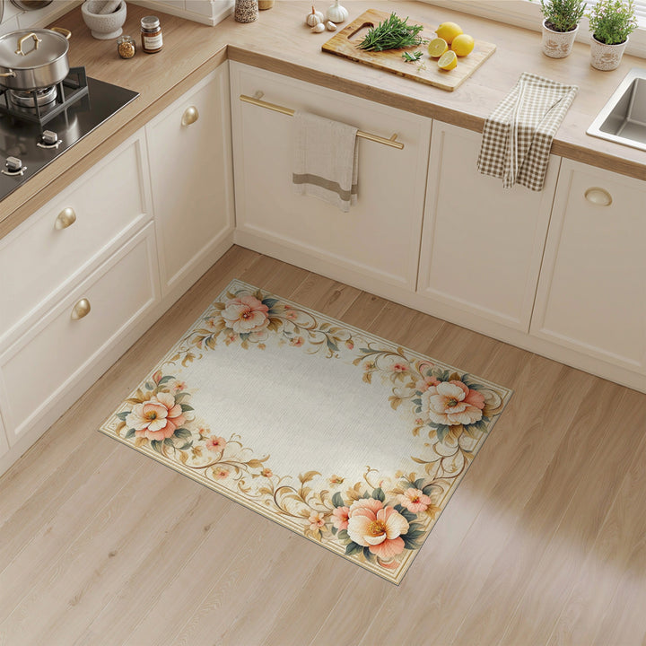 Pink Peony Floral Vintage Area Rug