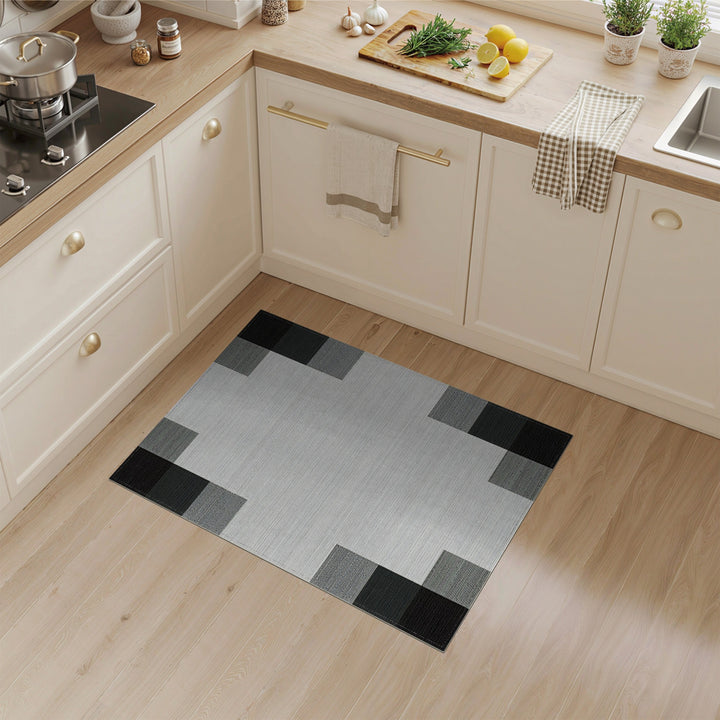 Black White Geometric Modern Area Rug