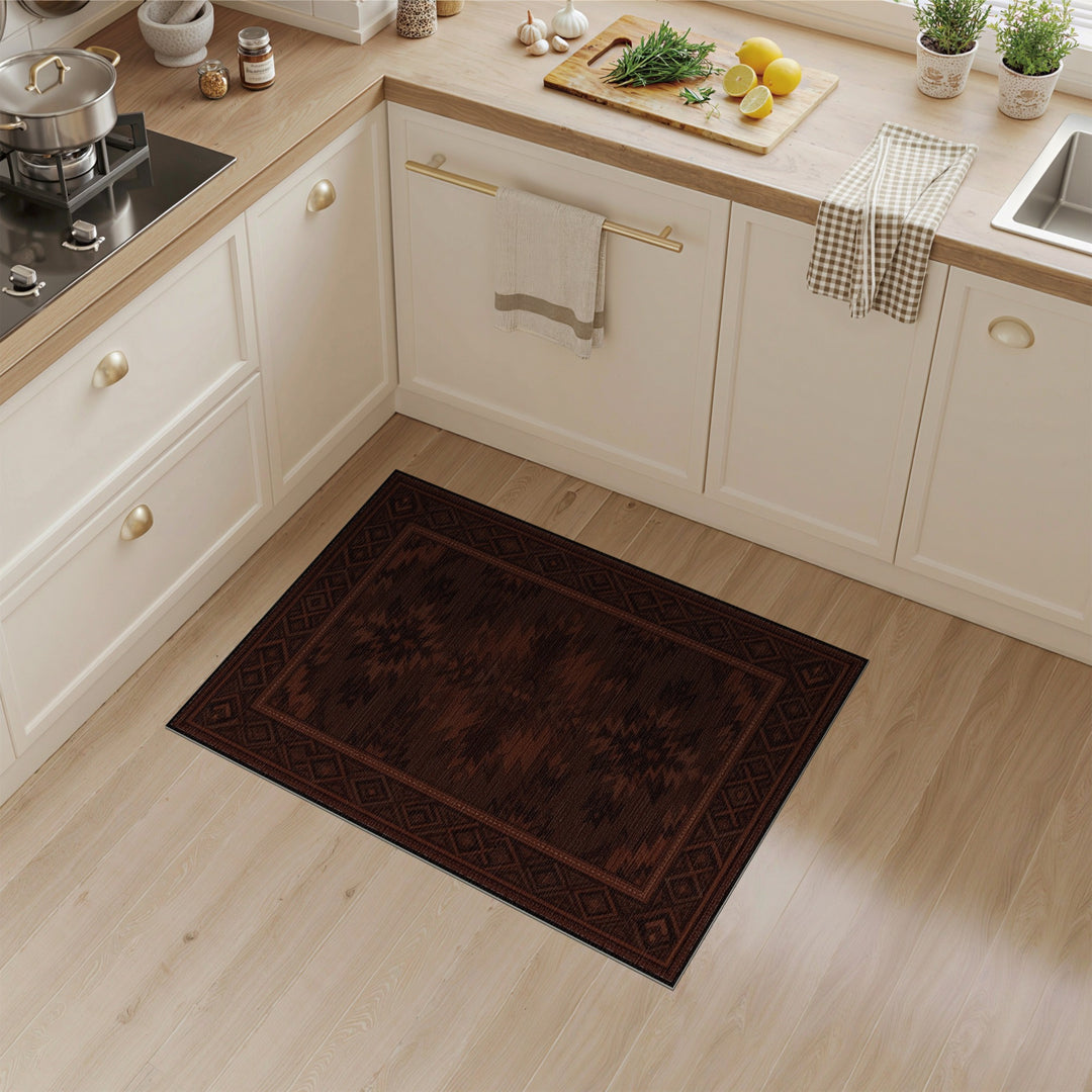 Dark Brown Heritage Tribal Area Rug