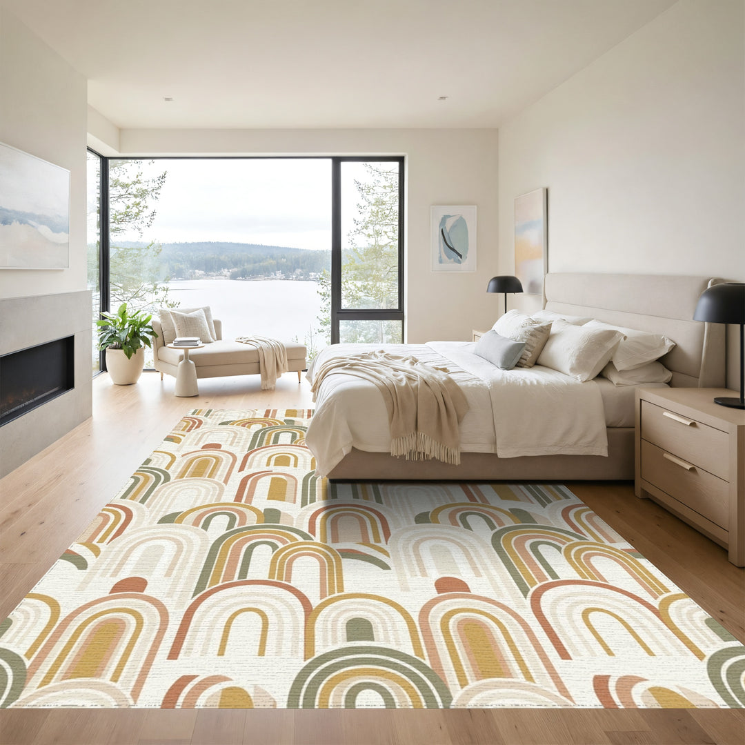 Earthy Tone Rainbow Arch Overlay Rug